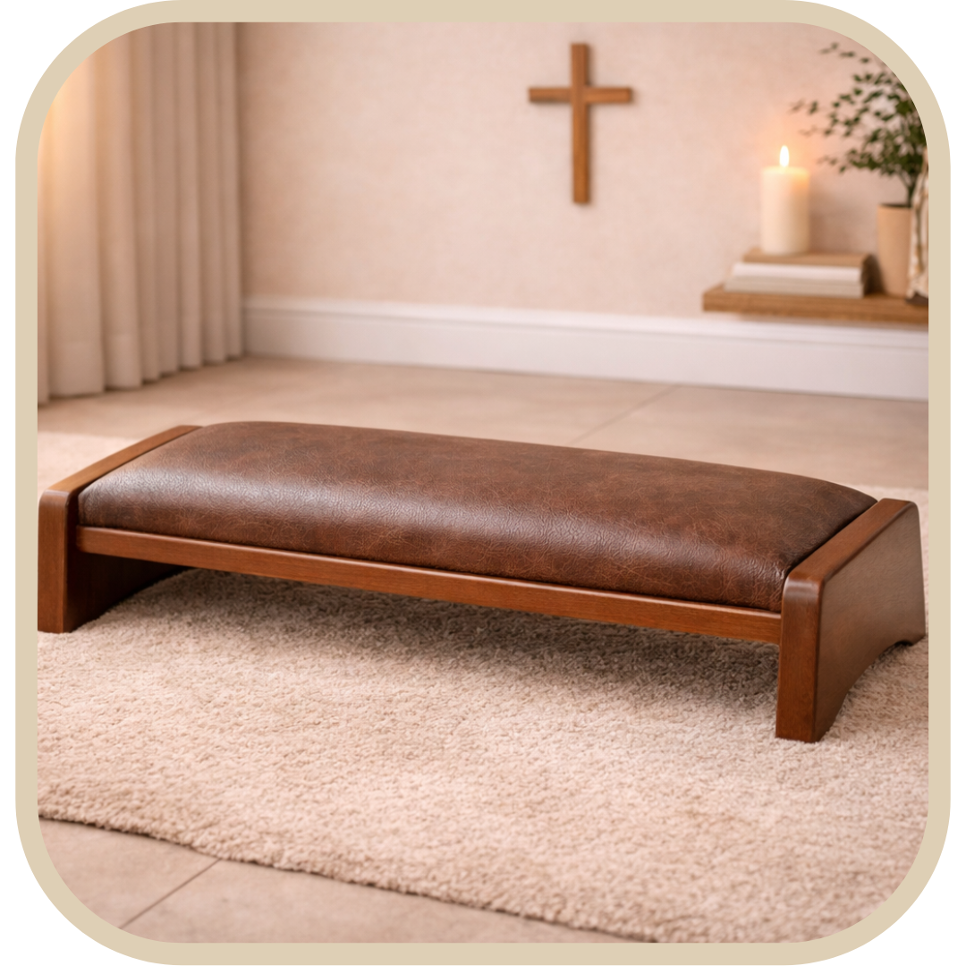 Inginocchiatoio in Legno Massello Rivestito in Cuoio®