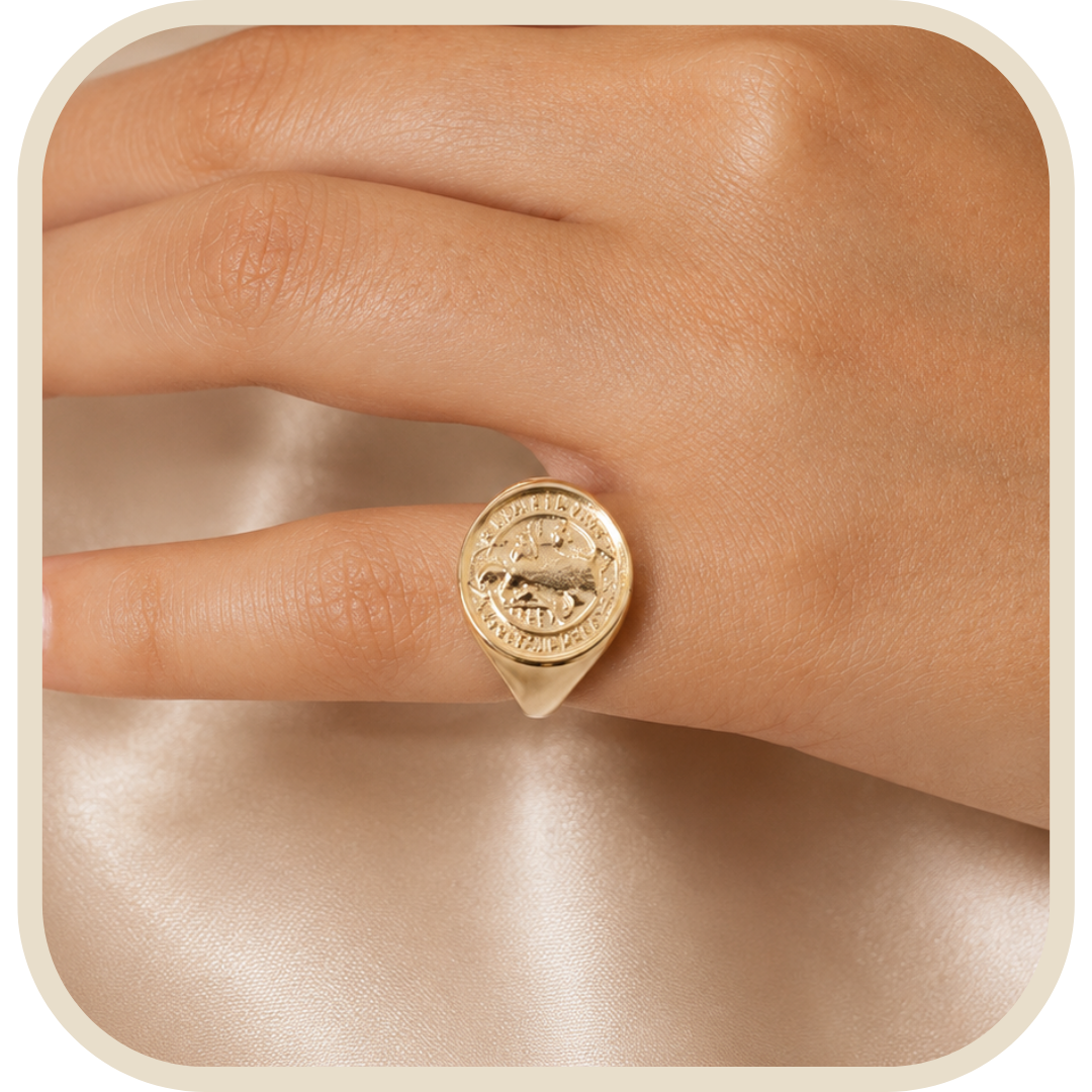 Anello Medaglia di San Benedetto Regolabile Placcato Oro 18K®