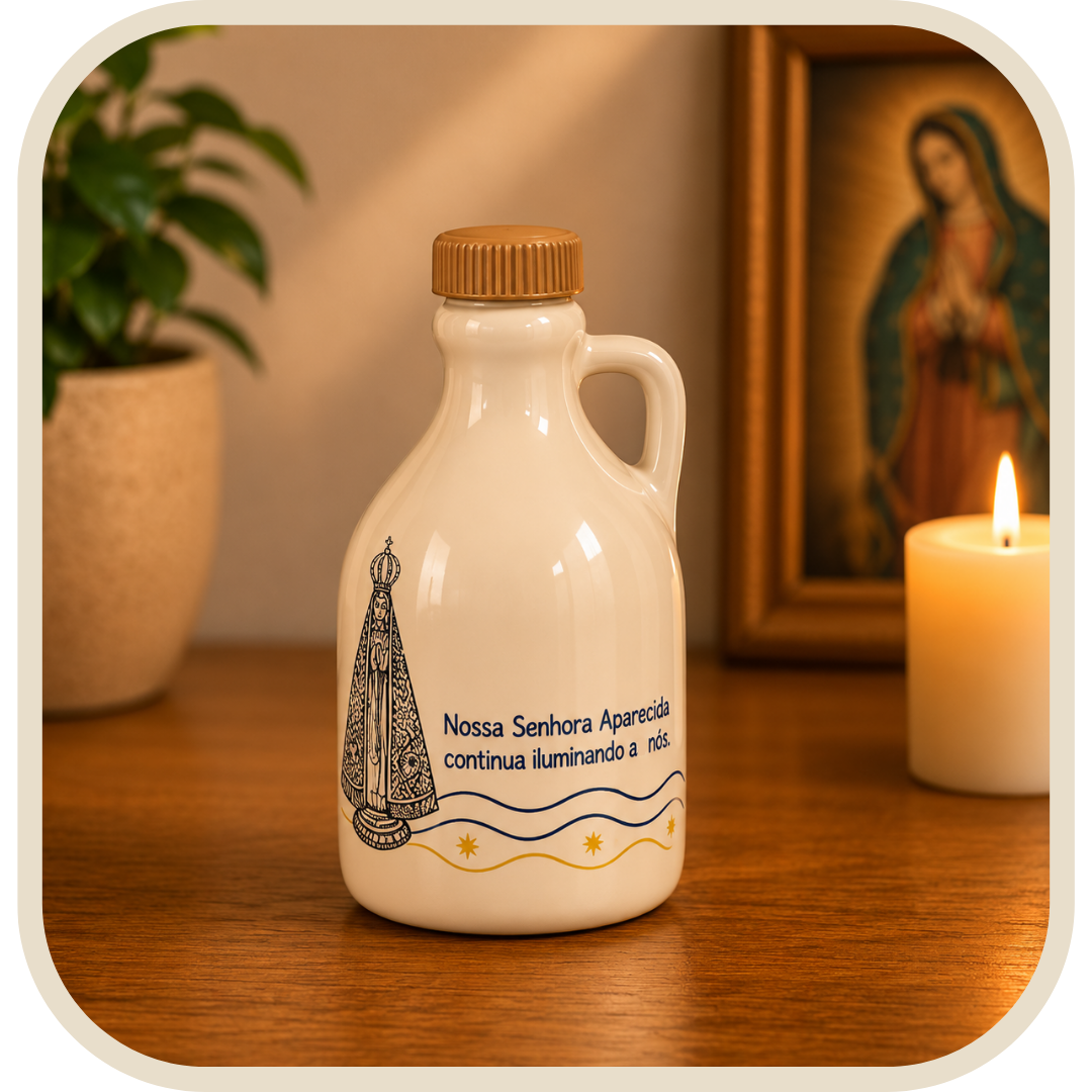 Bottiglietta per Acqua Santa Nostra Signora Aparecida in Ceramica Bianca 14cm®