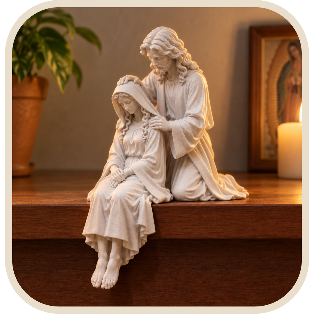 Statua Gesù che Benedice Maria 15cm - Borda Santa®