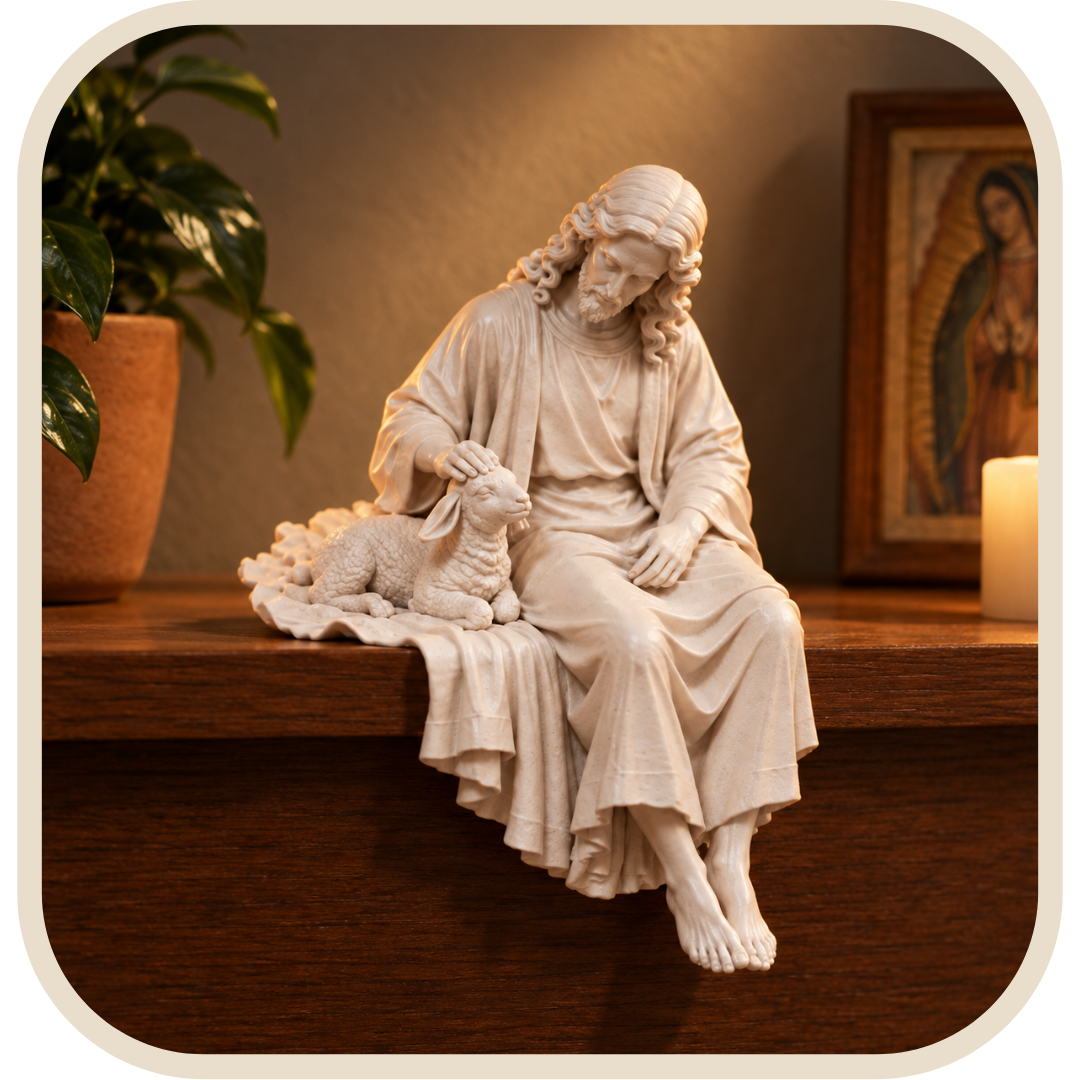 Statua Gesù Cristo con Agnello 15cm - Borda Santa®