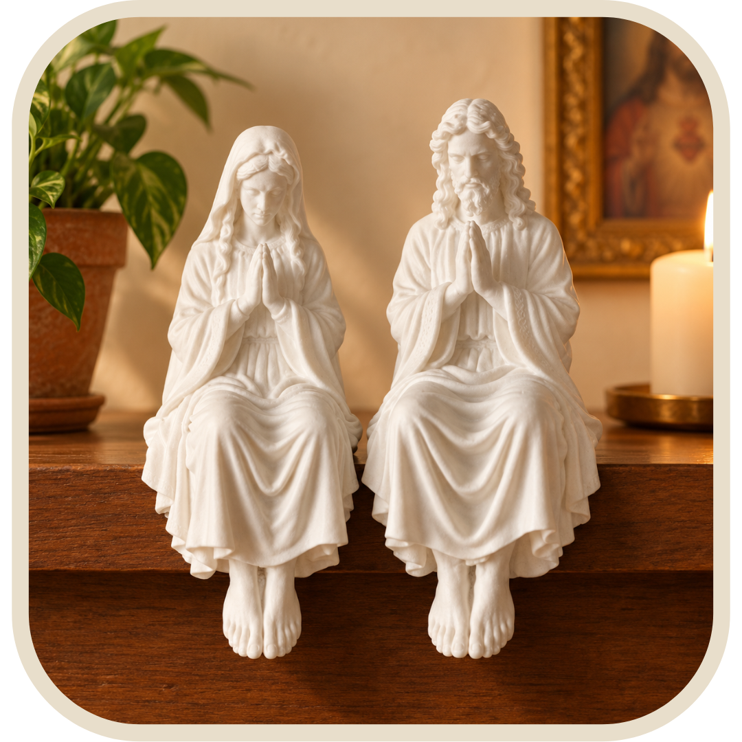 Statua Gesù Cristo e Vergine Maria 15cm - Borda Santa®