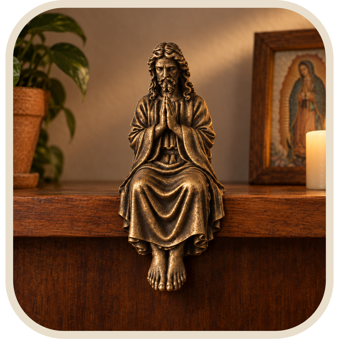 Statua Gesù Cristo Effetto Oro Anticato 15cm - Borda Santa®
