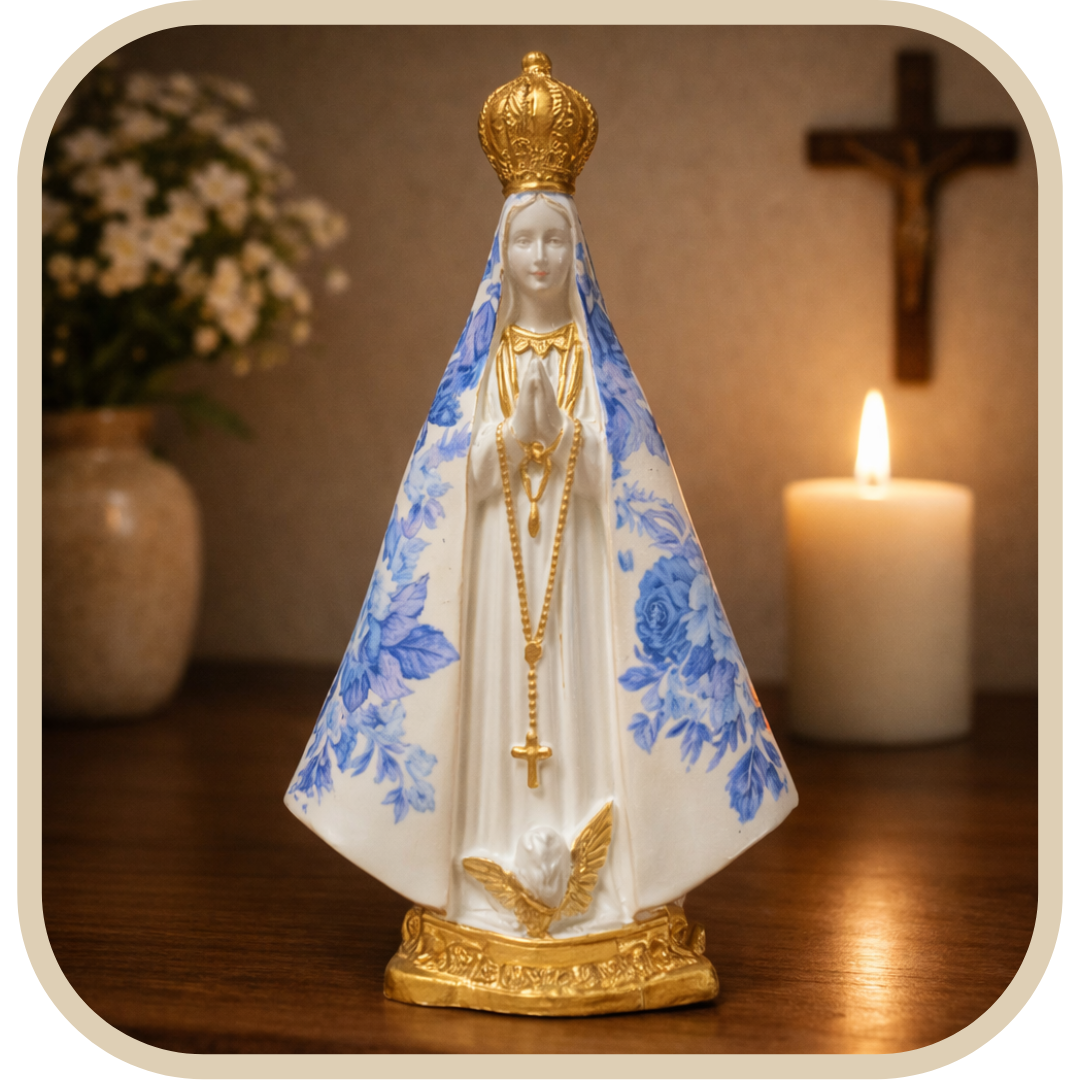Statua Nostra Signora Aparecida Decoupage Azzurra 15cm®