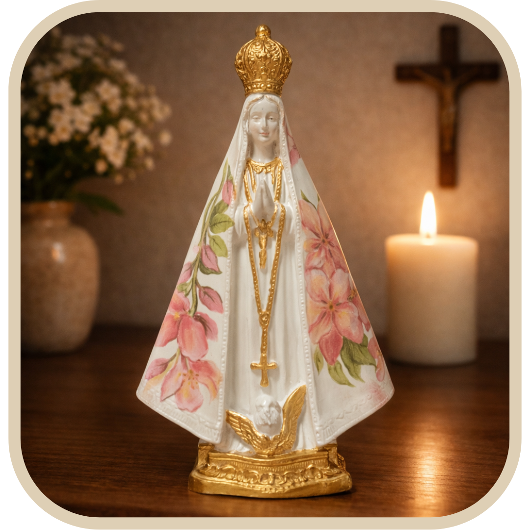 Statua Nostra Signora Aparecida Decoupage Rosa 15cm®