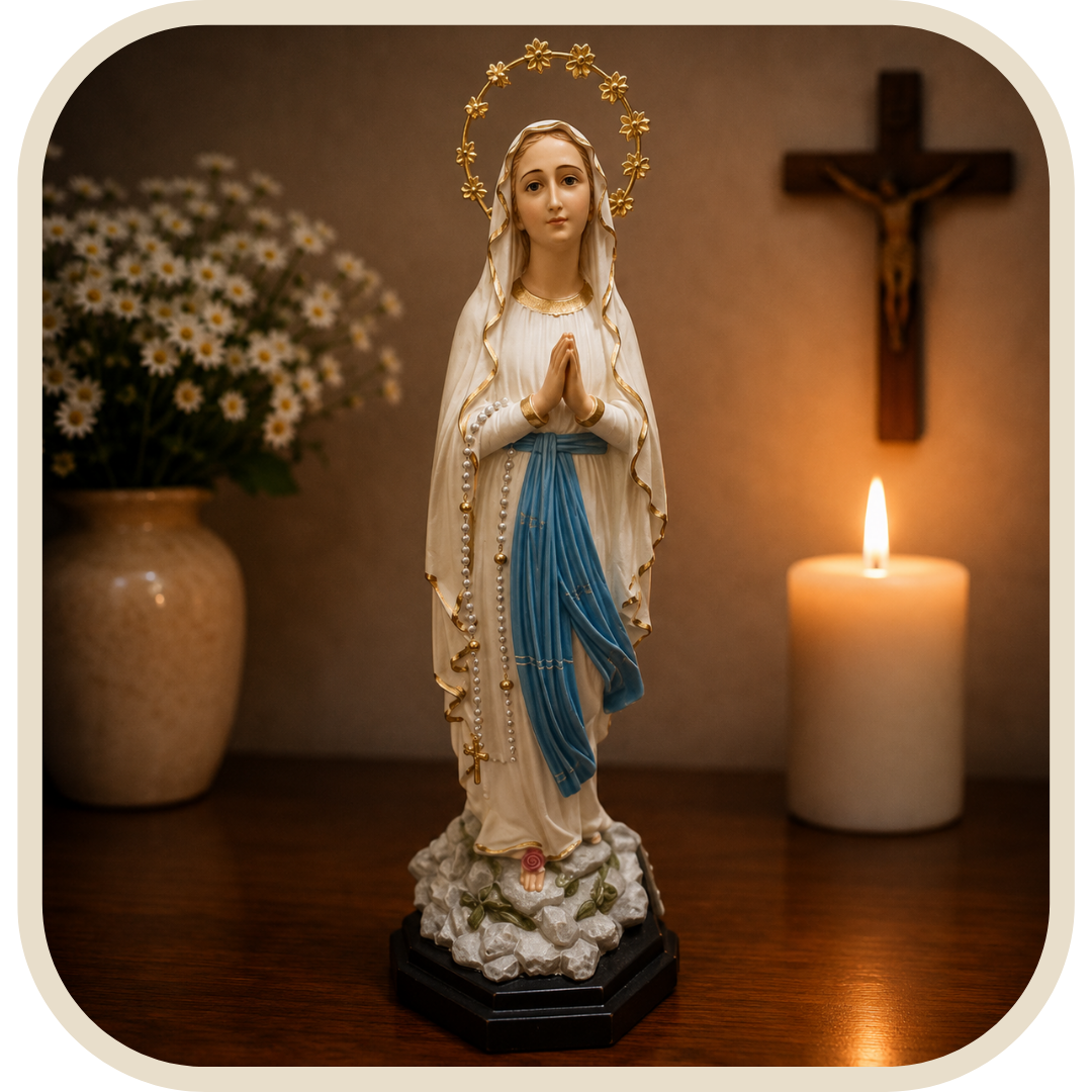 Statua Nostra Signora di Lourdes con Occhi di Vetro 65cm in Resina®