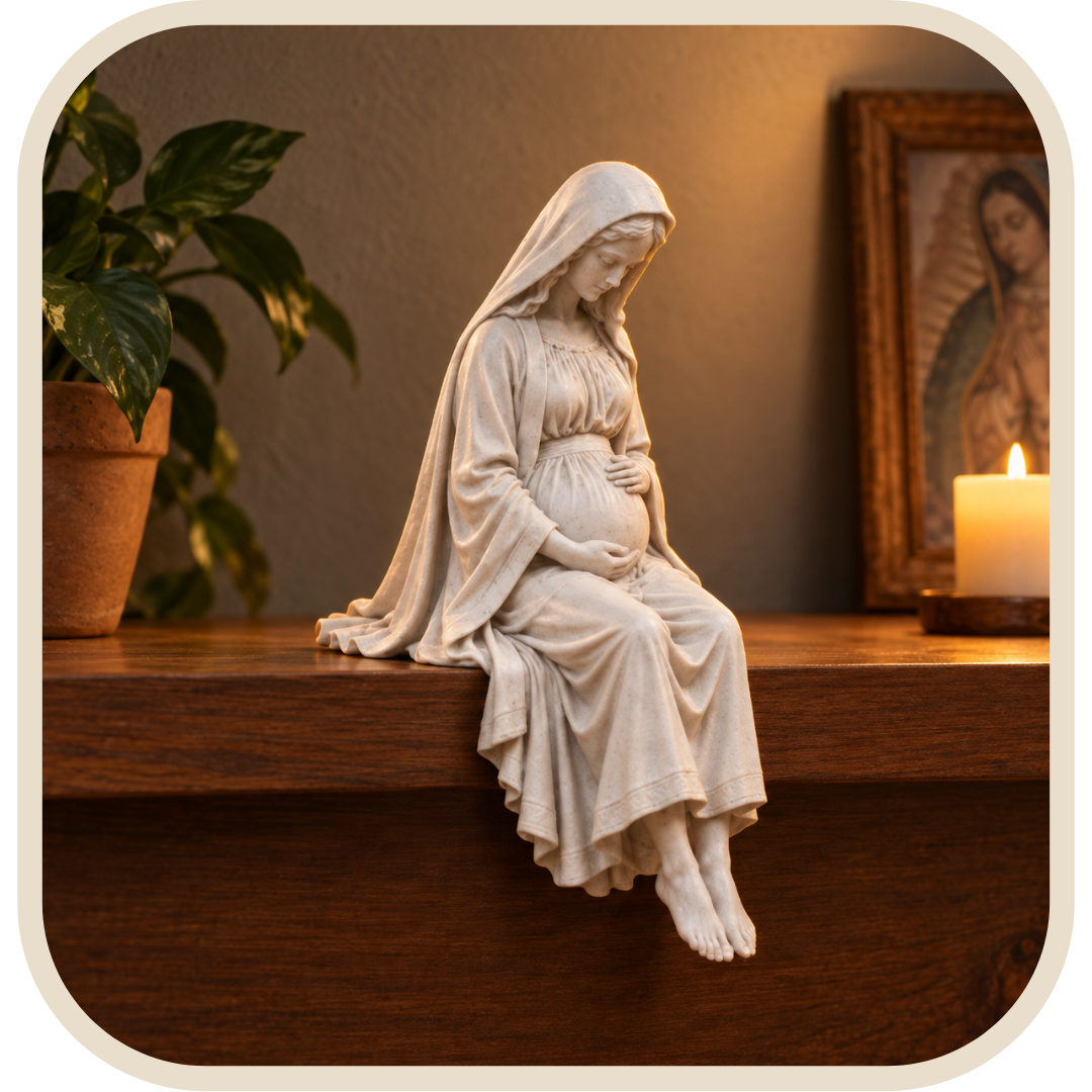 Statua Madonna in Attesa (Incinta) 15cm - Borda Santa®