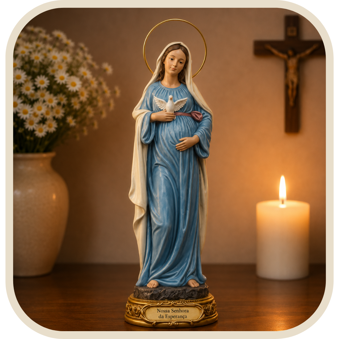 Statua Nostra Signora in Attesa (Incinta) con Aureola 30cm in Resina®