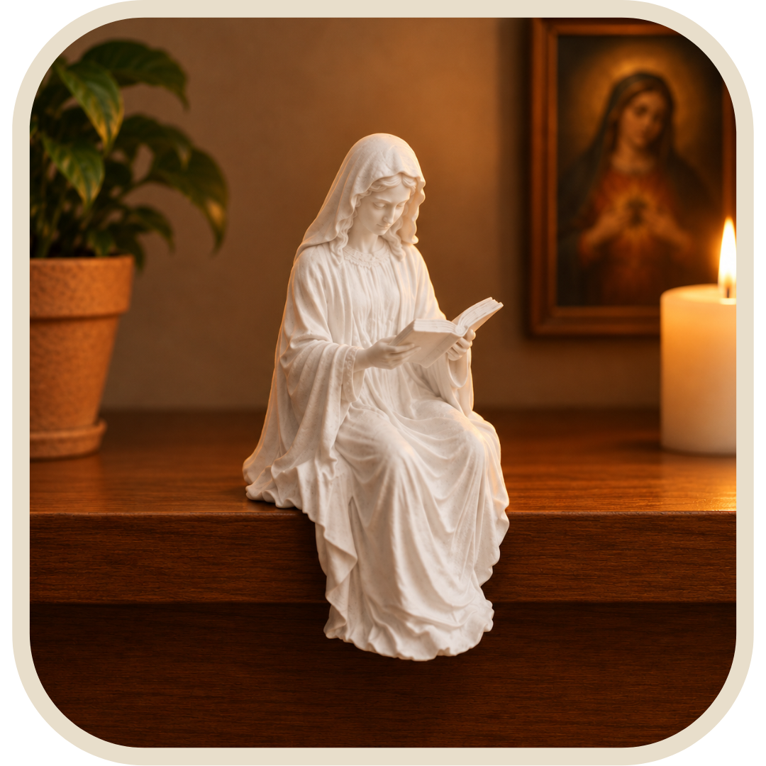 Statua Madonna che Legge la Bibbia 15cm - Borda Santa®