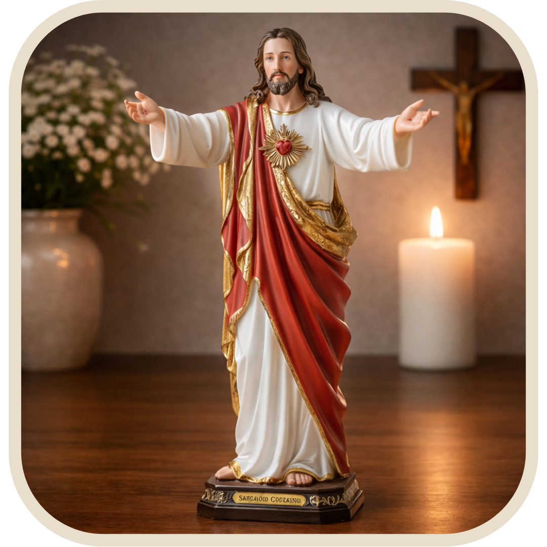 Statua Sacro Cuore di Gesù a Braccia Aperte in Resina 40cm®