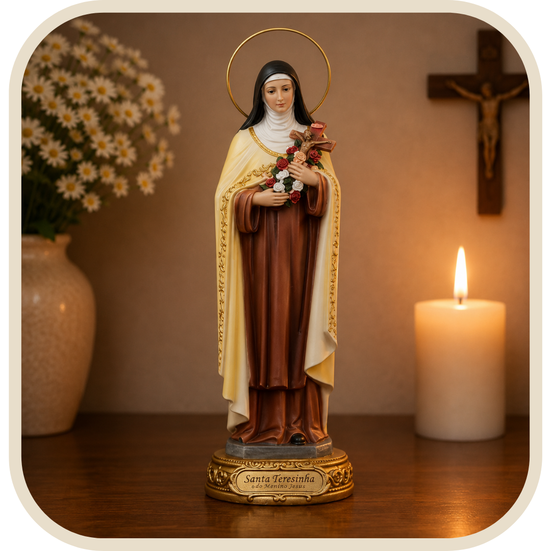 Statua Santa Teresina Barocca con Aureola 20cm in Resina®