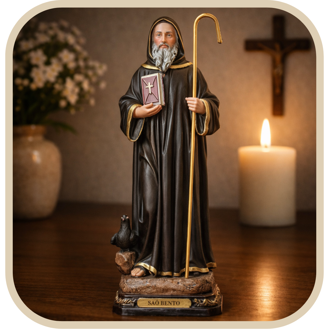 Statua San Benedetto Dettagliata in Resina 30cm®