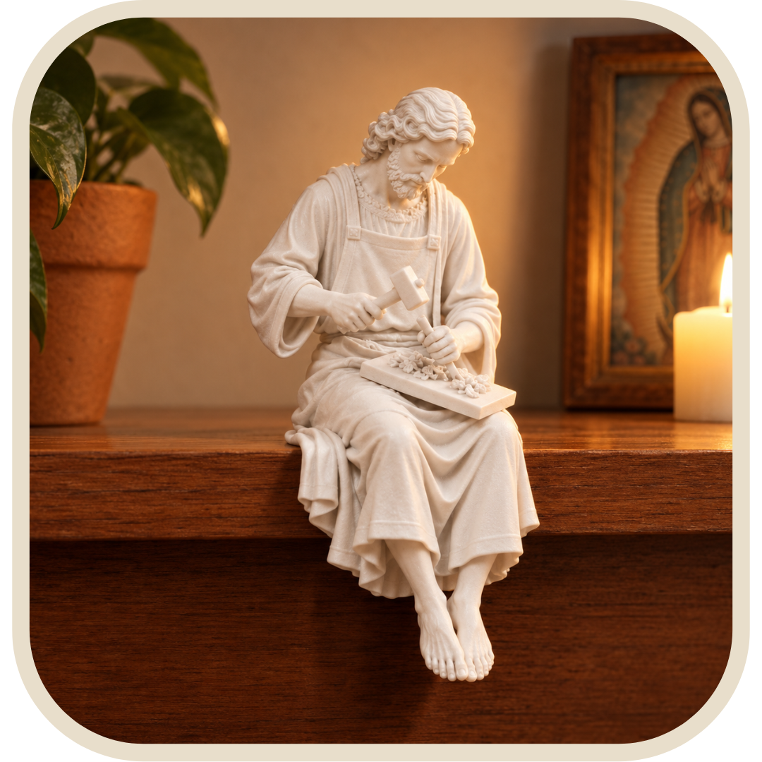 Statua San Giuseppe Falegname 15cm - Borda Santa®