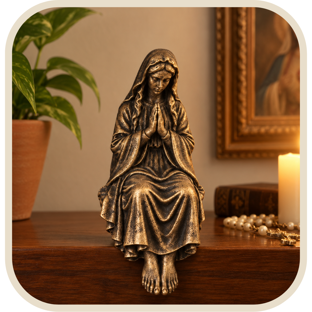 Statua Vergine Maria Effetto Oro Anticato 15cm - Borda Santa®