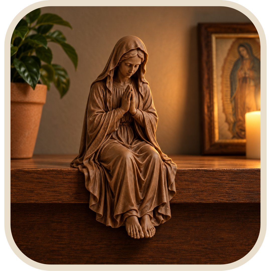 Statua Vergine Maria in Preghiera Marrone 15cm - Borda Santa®