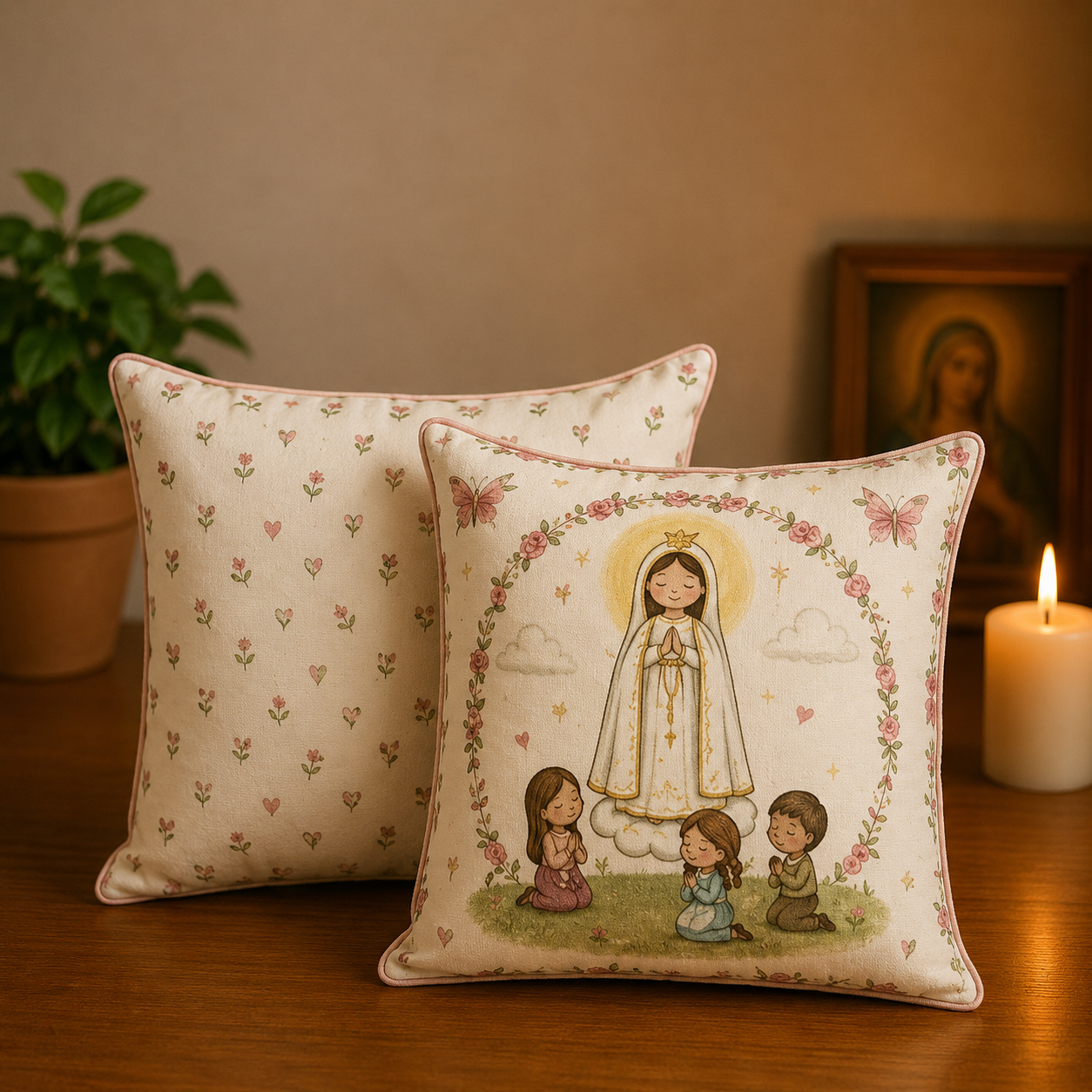 Kit 2 Federe Cuscino Nostra Signora di Fátima in Cotone 45x45cm®