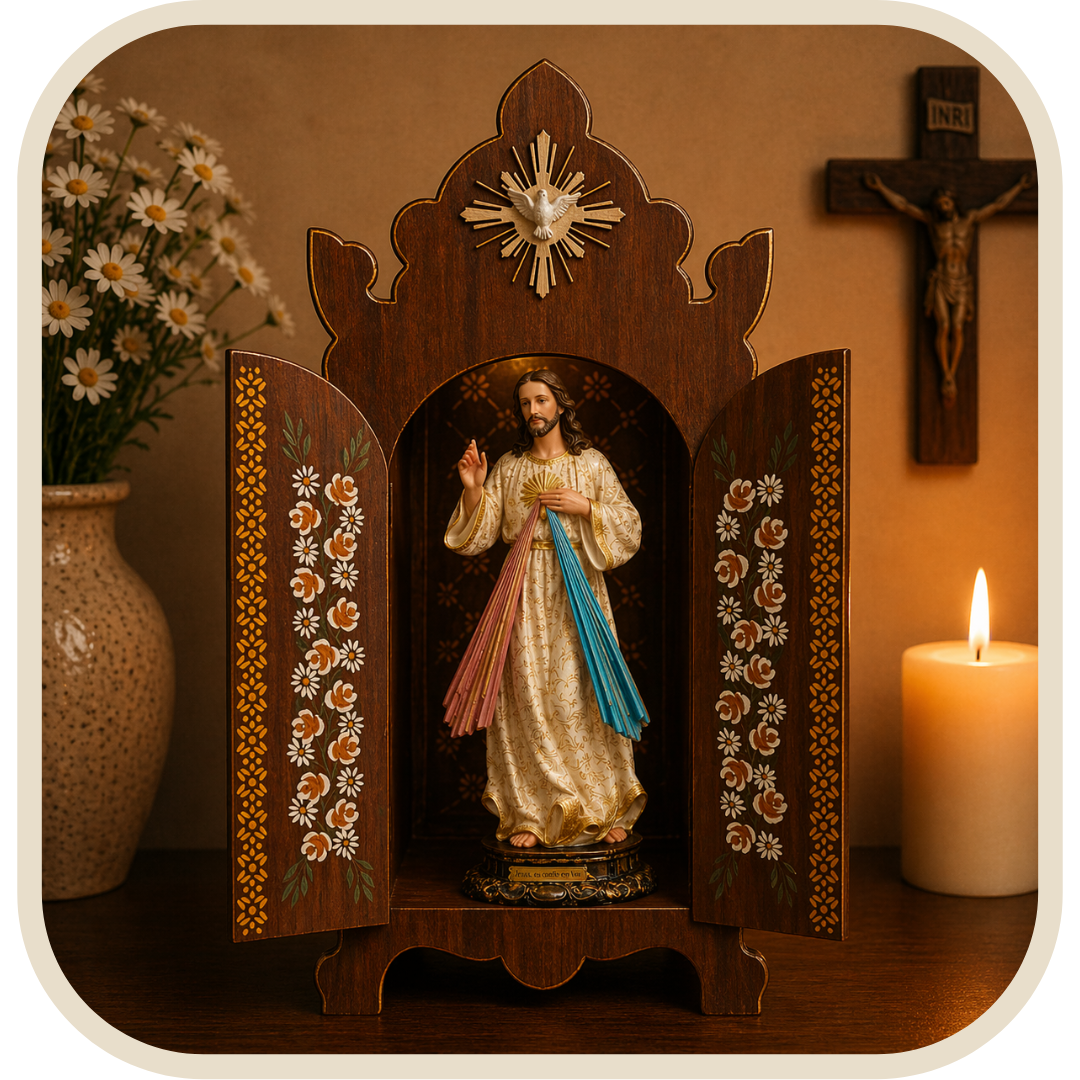 Kit Cappella con Illuminazione + Statua Gesù Misericordioso in Resina 30cm®