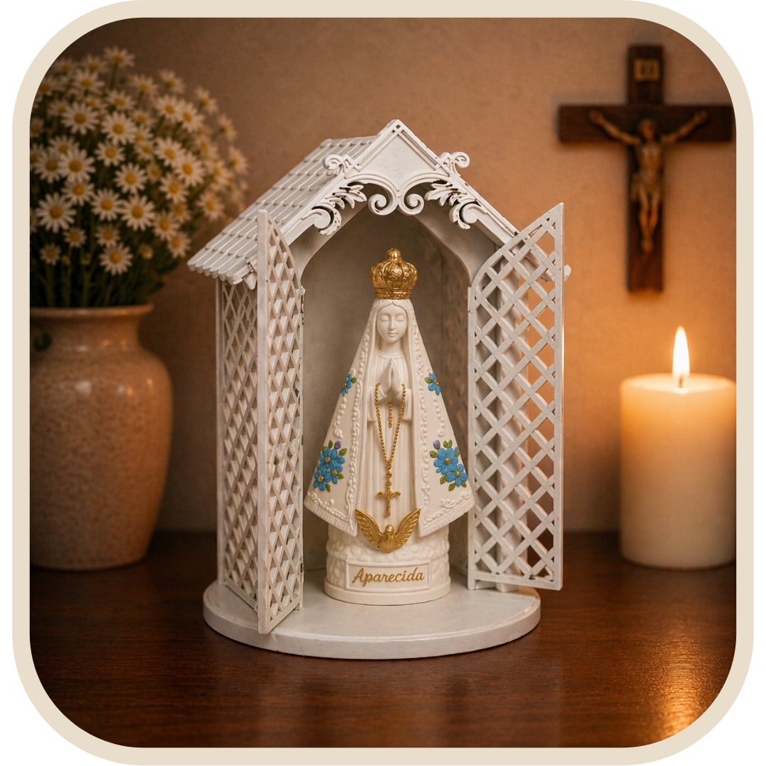Kit Cappella + Statua Nostra Signora Aparecida Floreale 15cm®