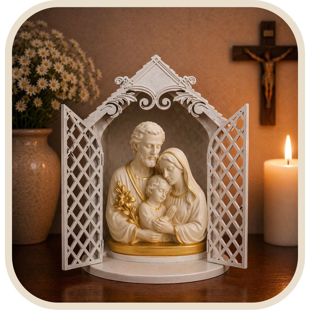 Kit Cappella + Statua Sacra Famiglia con Gigli 20cm®