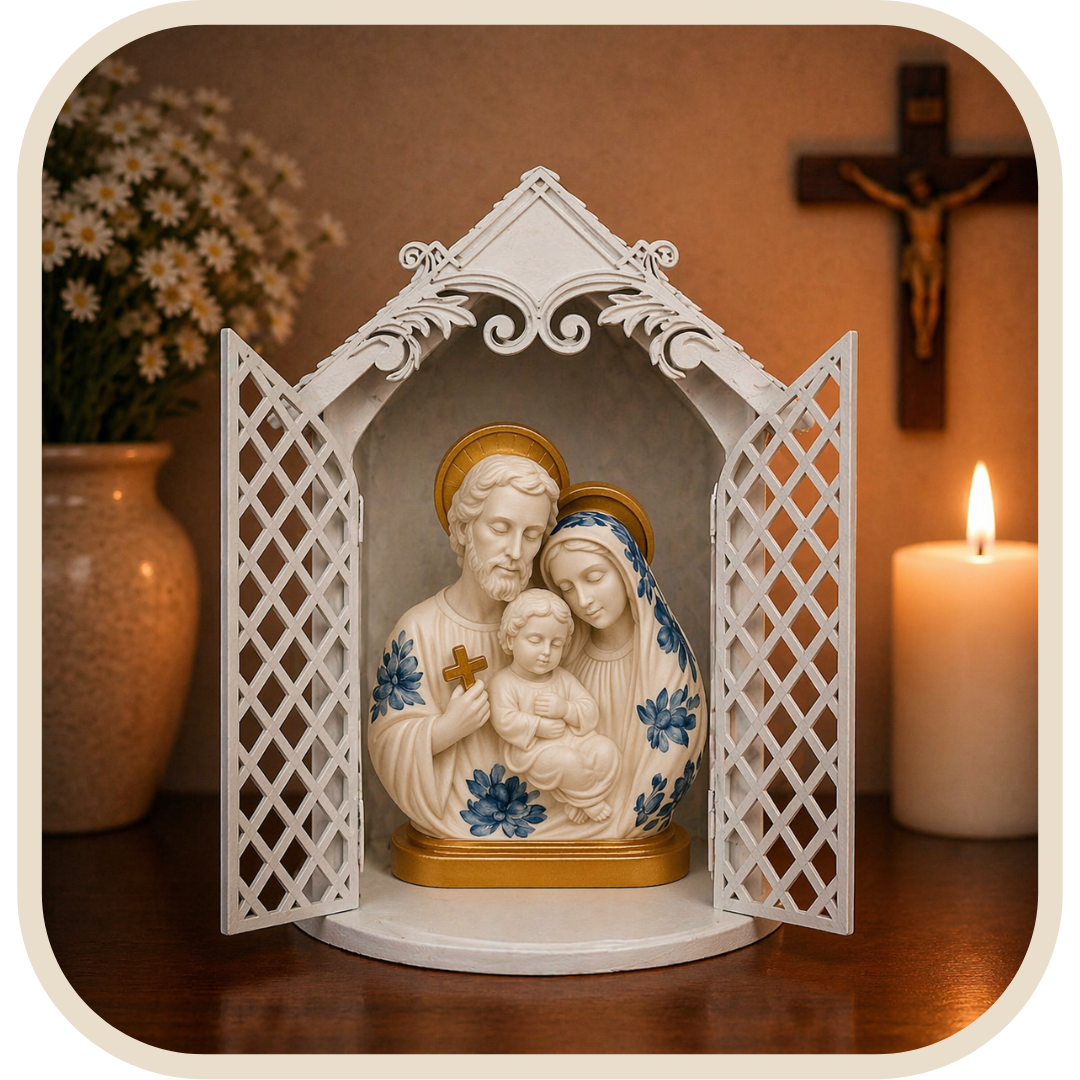 Kit Cappella + Statua Sacra Famiglia Floreale 20cm®