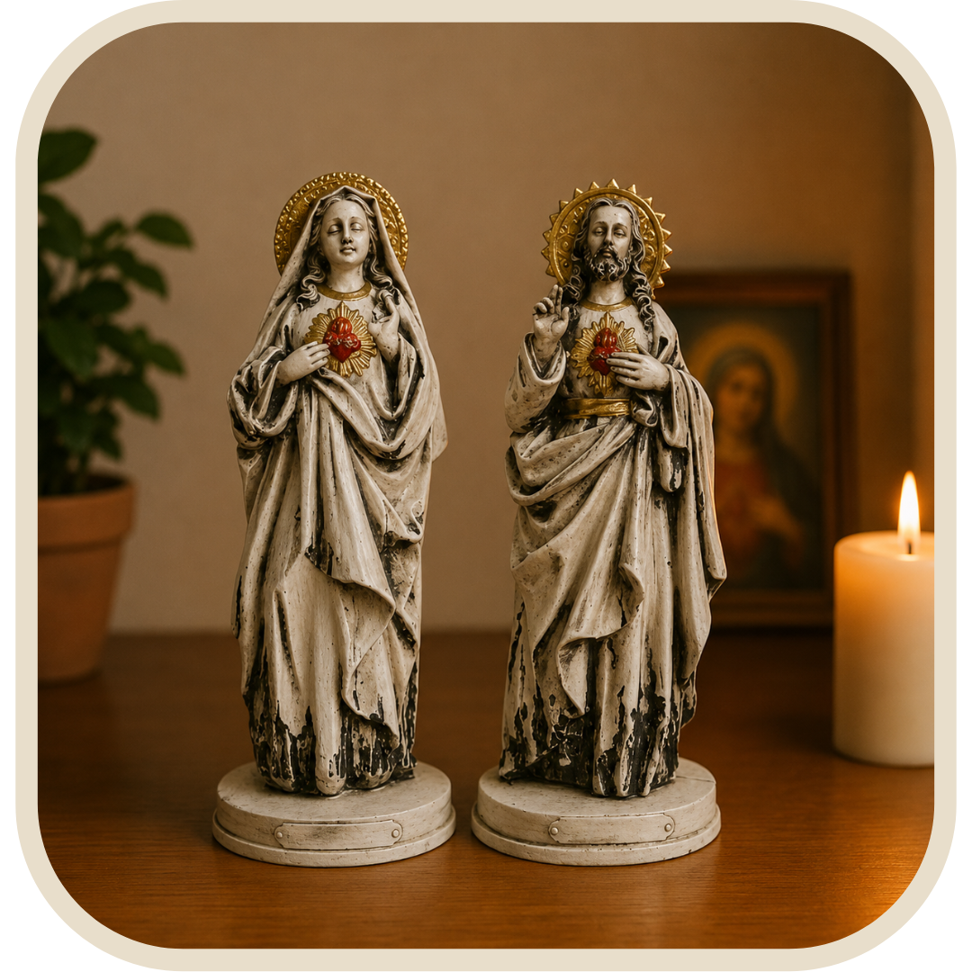Kit Statue Sacro Cuore di Gesù e Sacro Cuore di Maria 22cm®