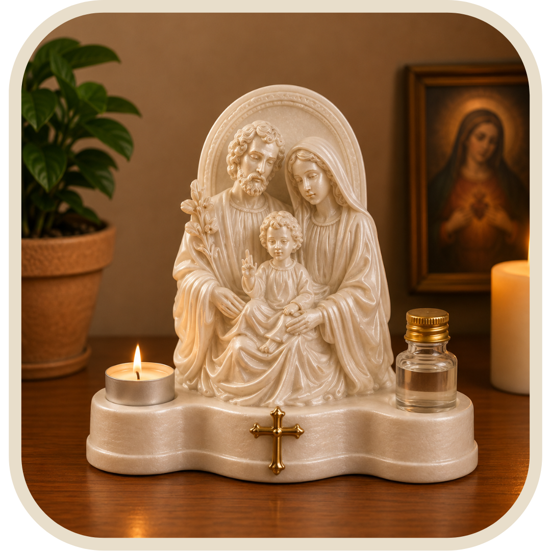 Kit Acquasantiera Sacra Famiglia + Candela e Boccetta®