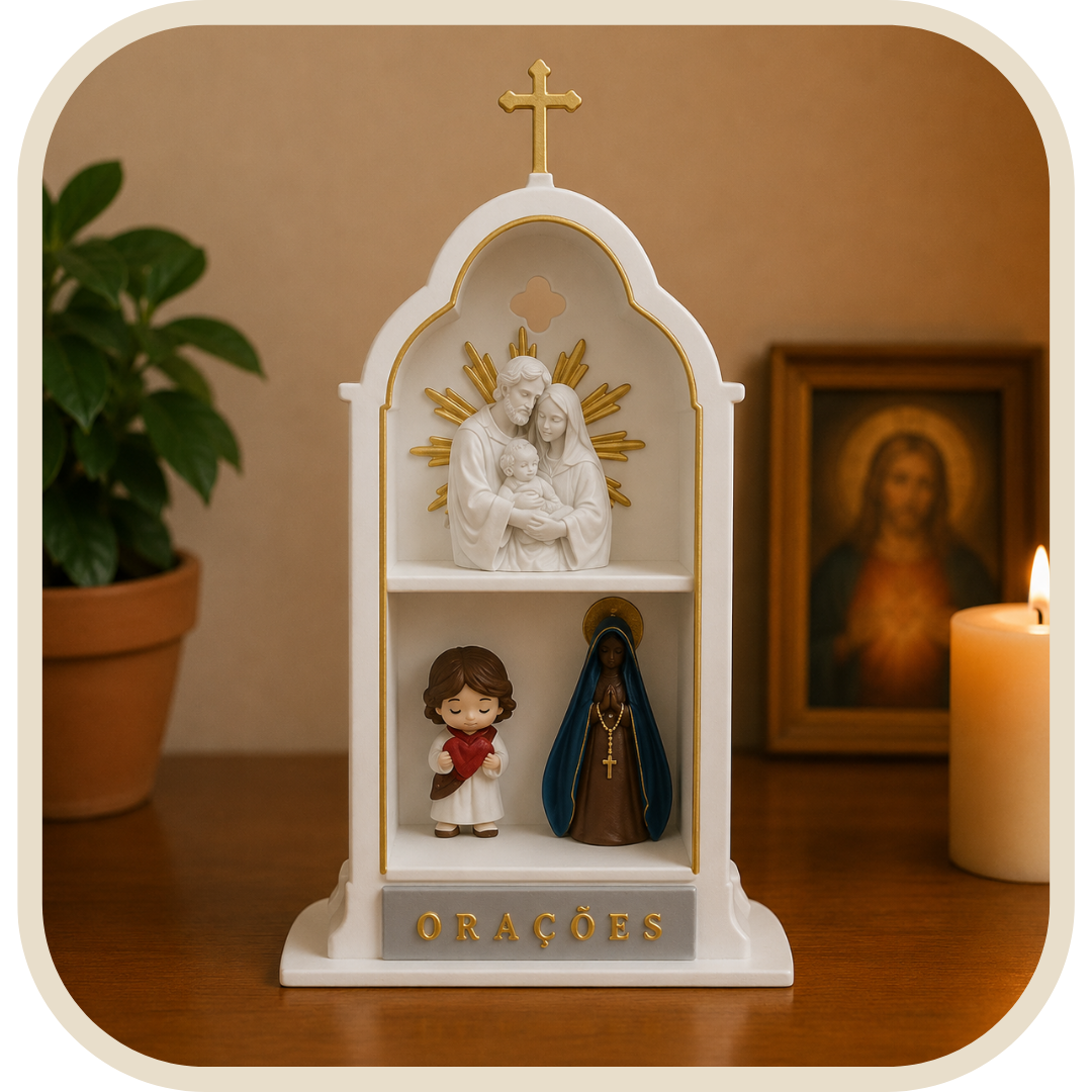 Mini Oratorio Sacra Famiglia, Gesù e Nostra Signora Aparecida 25cm®