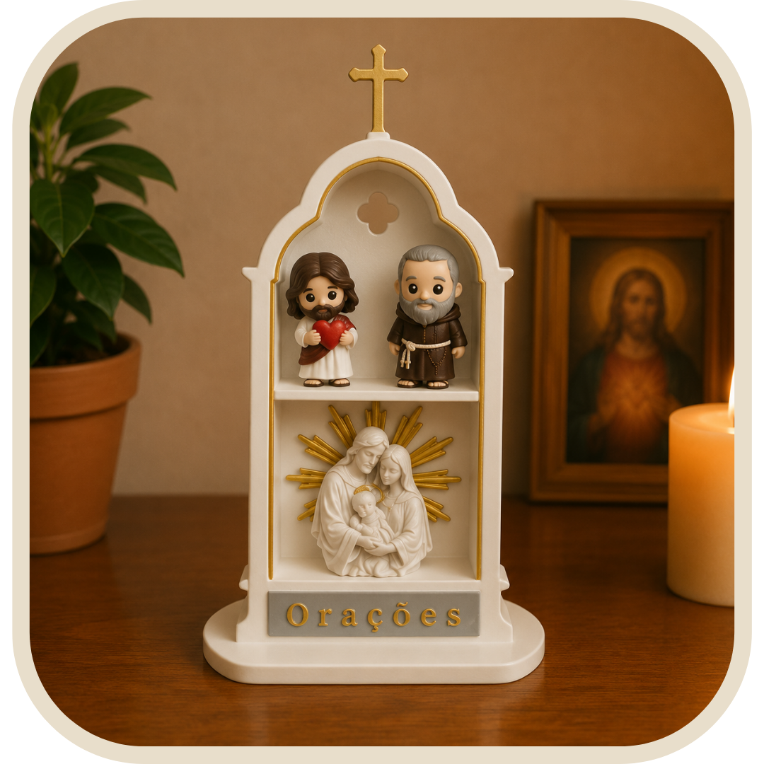 Mini Oratorio Sacra Famiglia, Gesù e Padre Pio 25cm®
