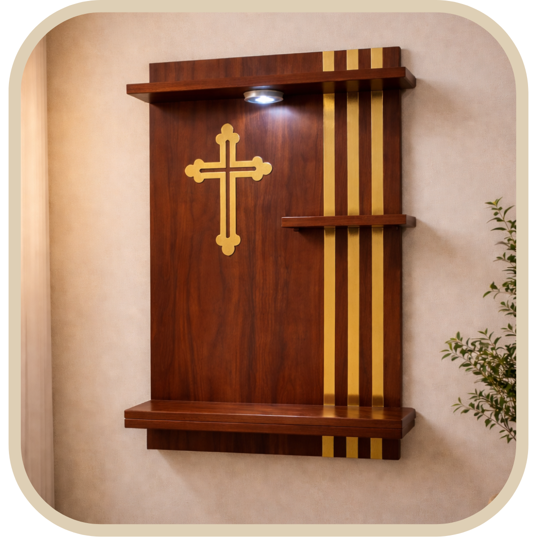 Mobile Oratorio Effetto Legno e Dorato con Illuminazione®