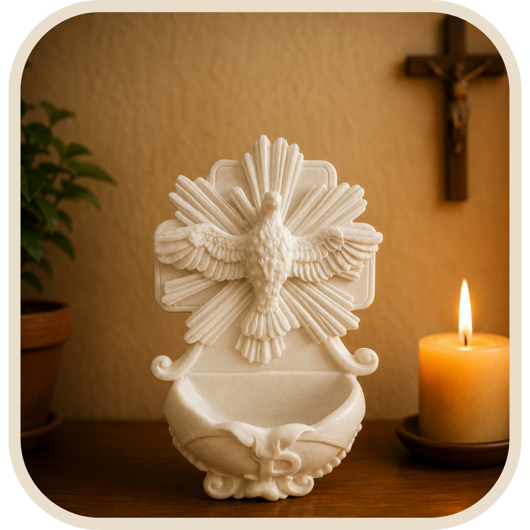 Acquasantiera Divino Spirito Santo in Marmo®