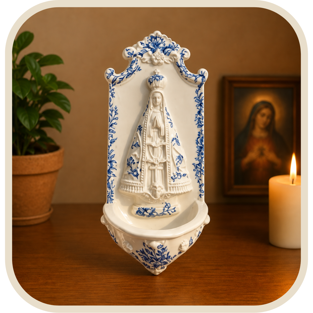 Acquasantiera N.S. Aparecida Floreale Blu in Resina®