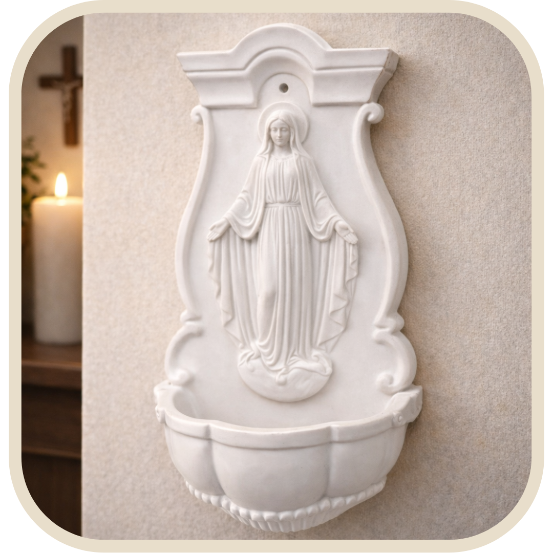 Acquasantiera Nostra Signora delle Grazie in Polvere di Marmo®