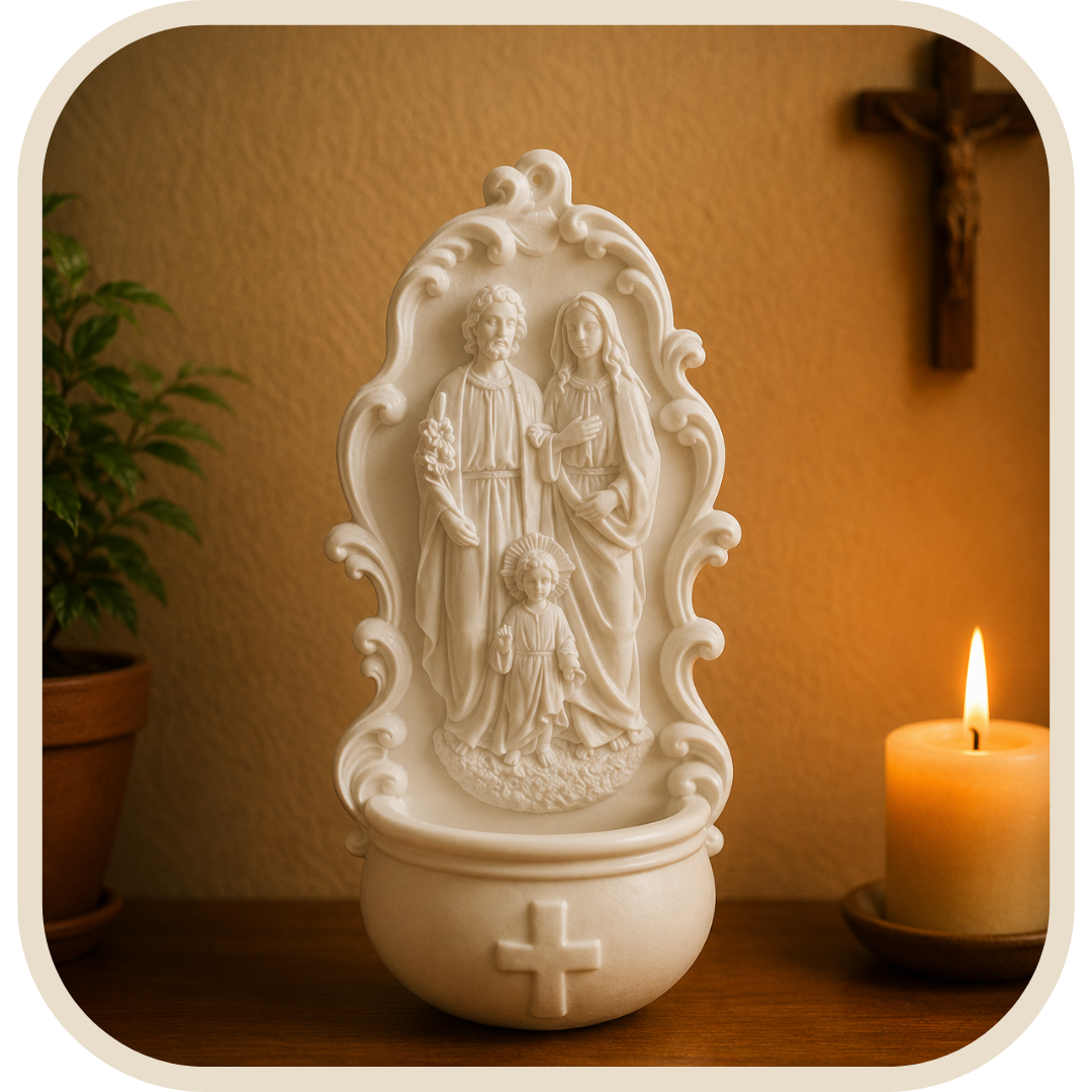 Acquasantiera Sacra Famiglia in Marmo®