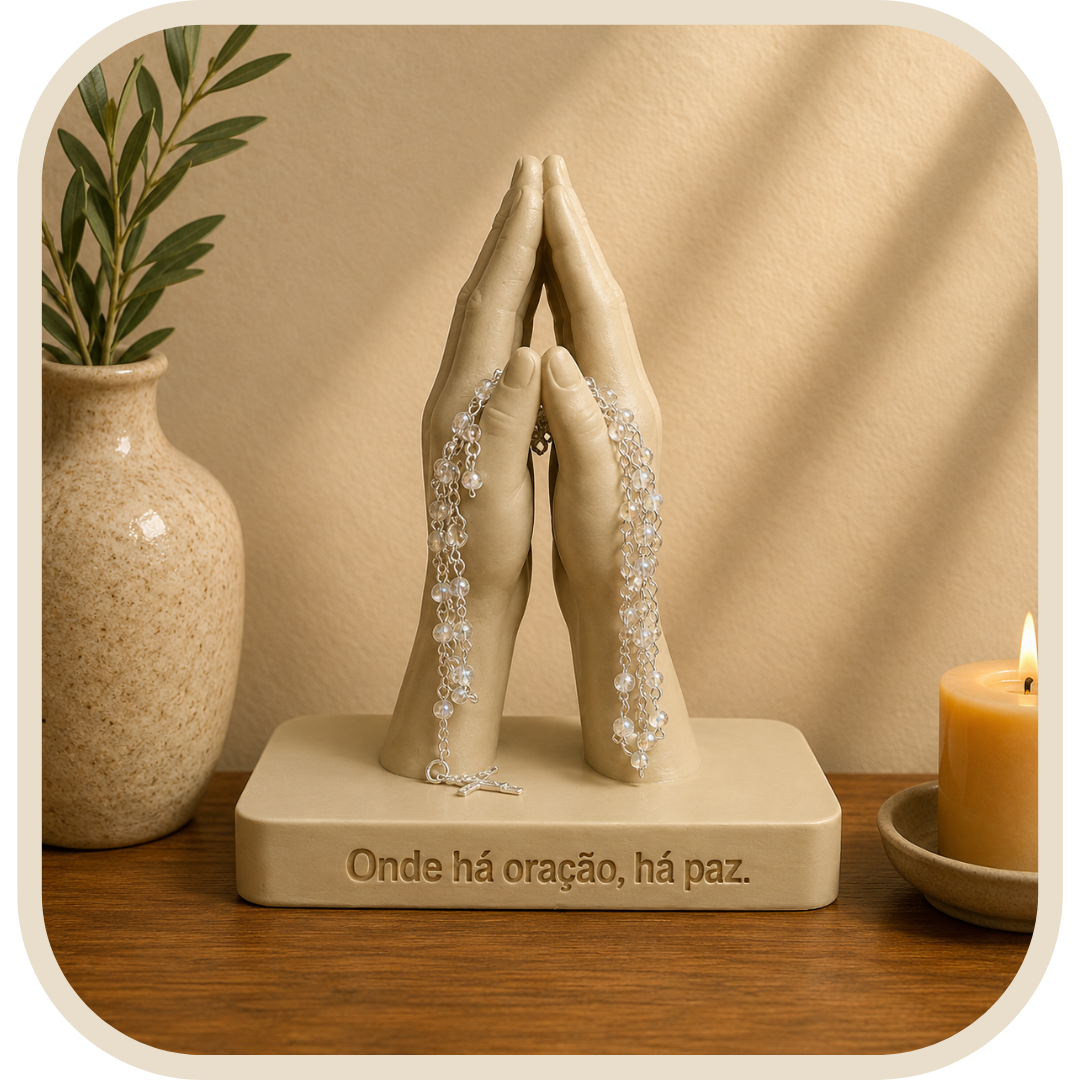 Portarosario Decorativo Mani in Preghiera Nude®