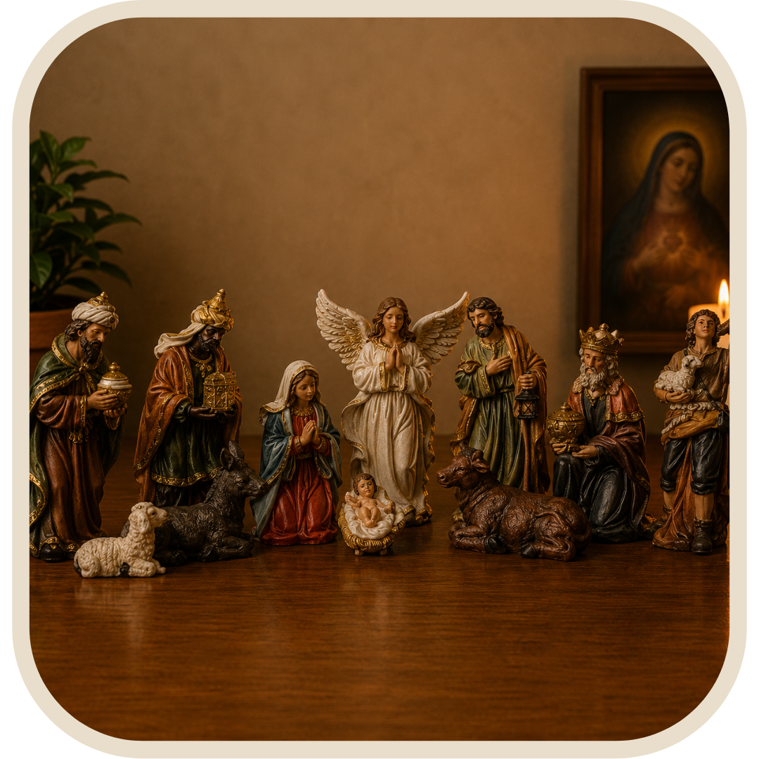 Presepe Completo 13cm con 11 Pezzi in Resina®