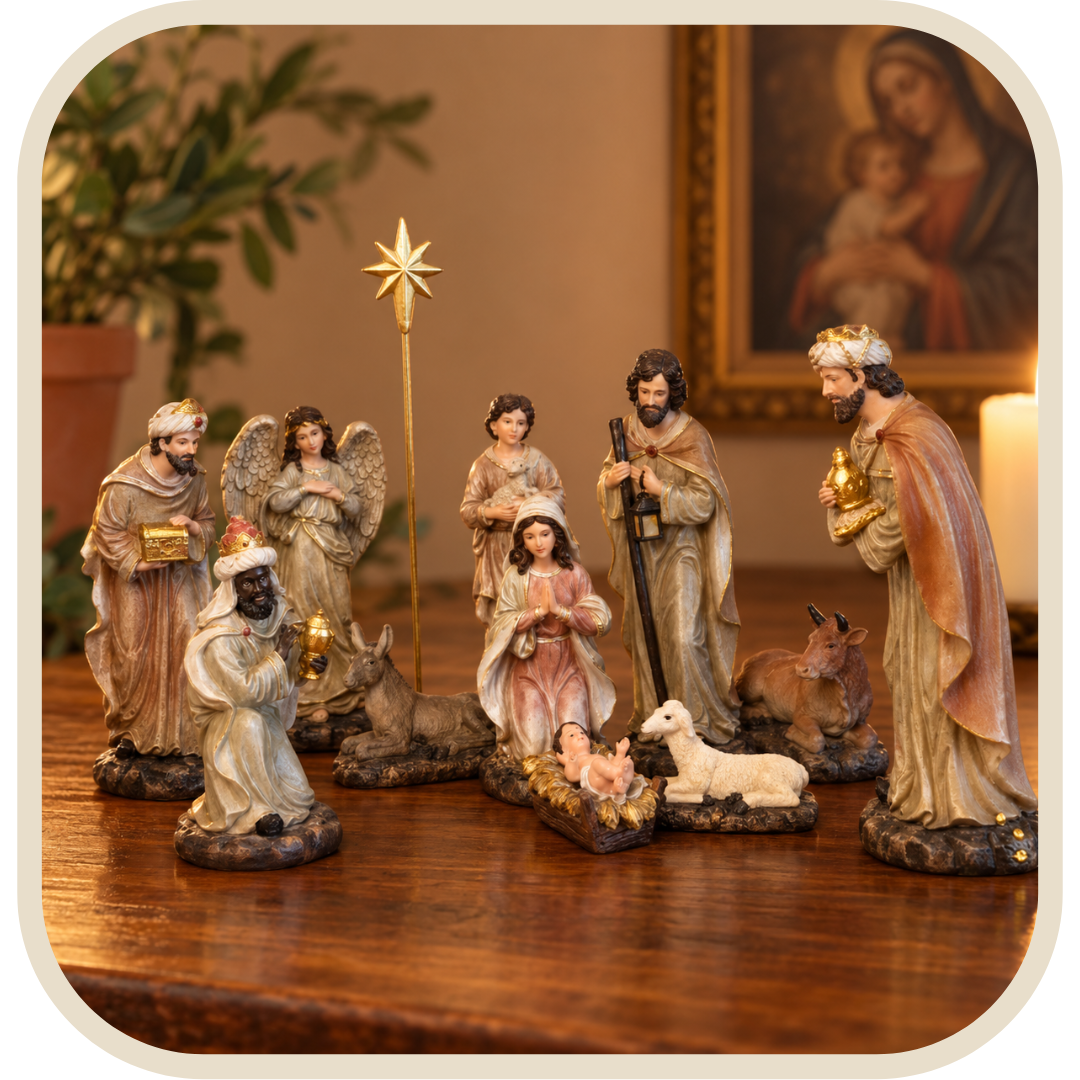 Presepe Italiano Completo 13 Pezzi in Resina Importata®