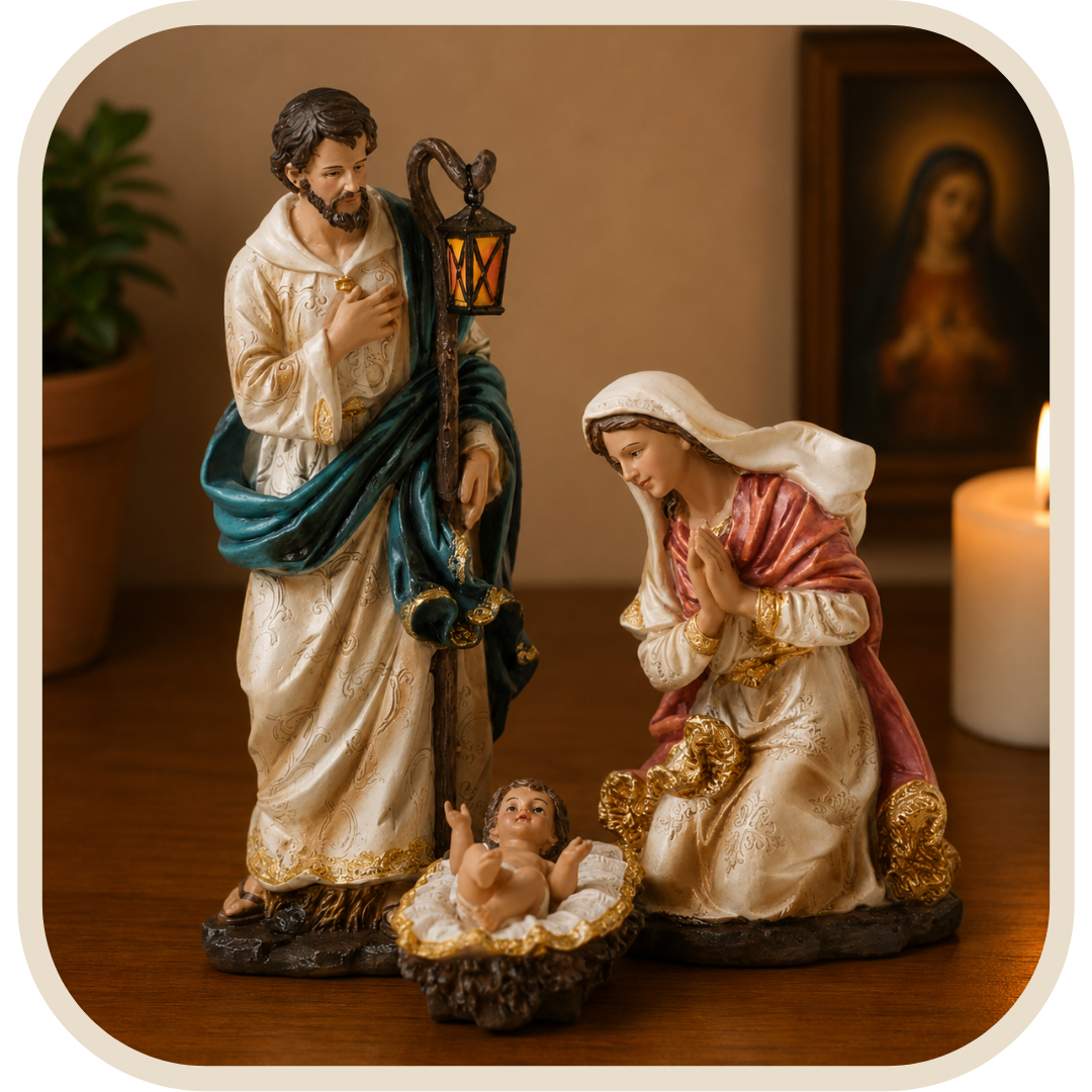 Presepe Sacra Famiglia 30cm con 3 Pezzi in Resina®