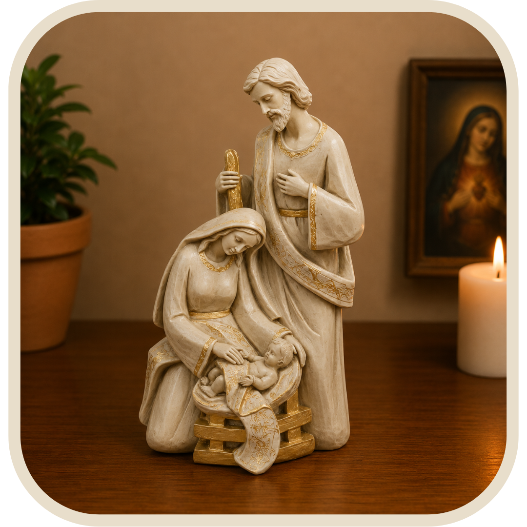 Presepe Sacra Famiglia Unito Effetto Marmo 20cm®