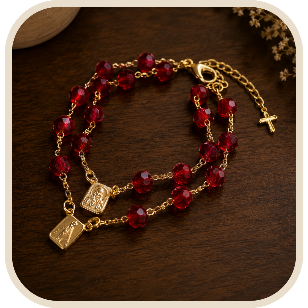 Bracciale Scapolare N.S. Aparecida Rosso Placcato Oro 18K®