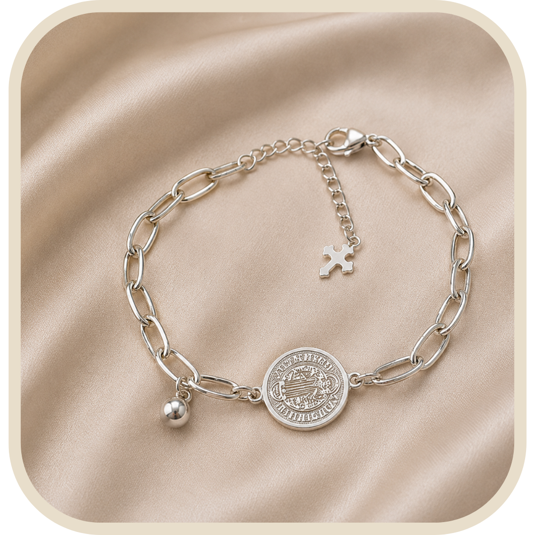 Bracciale Medaglia di San Benedetto in Acciaio Inossidabile®