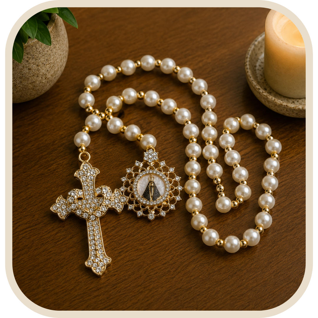 Rosario da Sposa Nostra Signora Aparecida Beige 66cm®