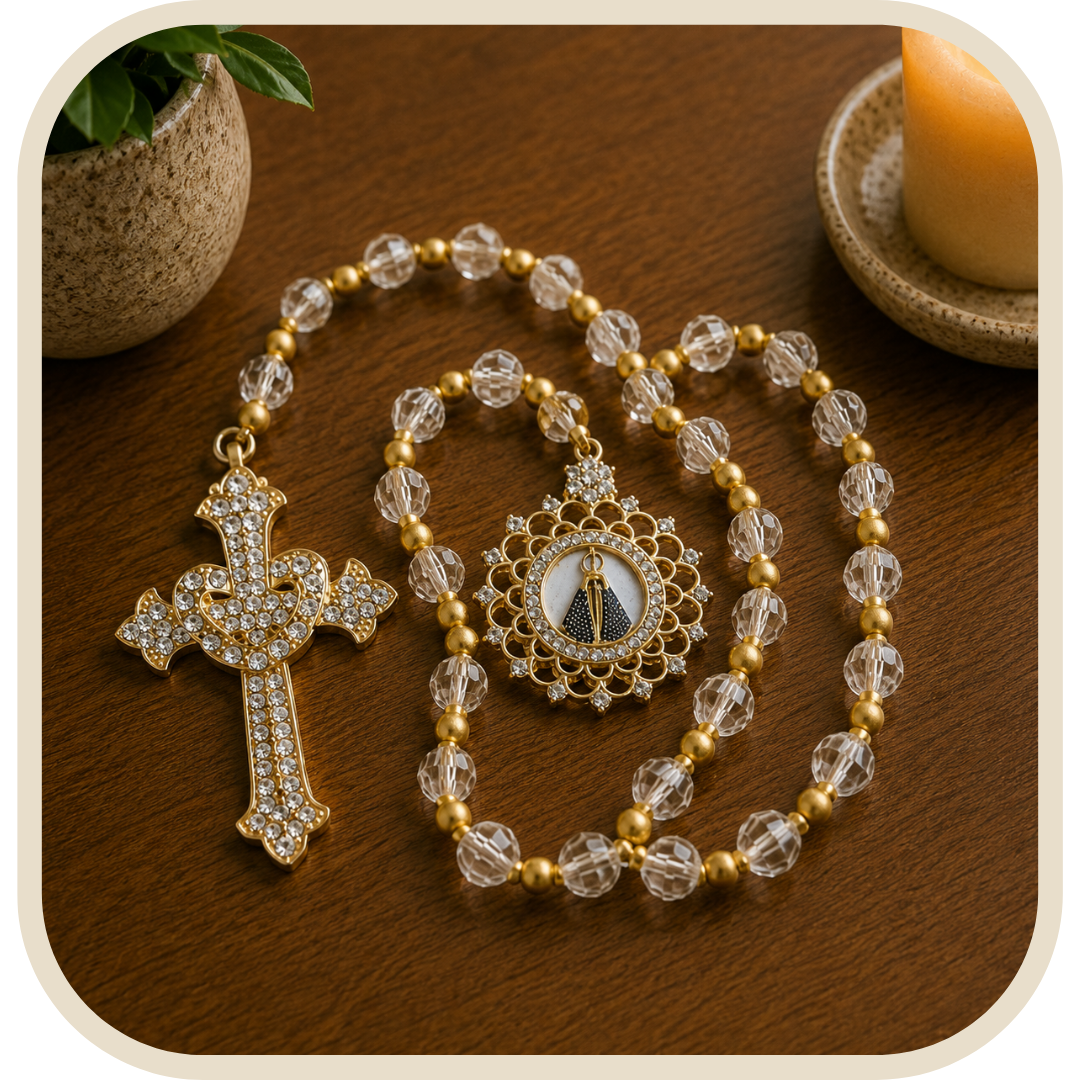 Rosario da Sposa Nostra Signora Aparecida in Cristallo 66cm®