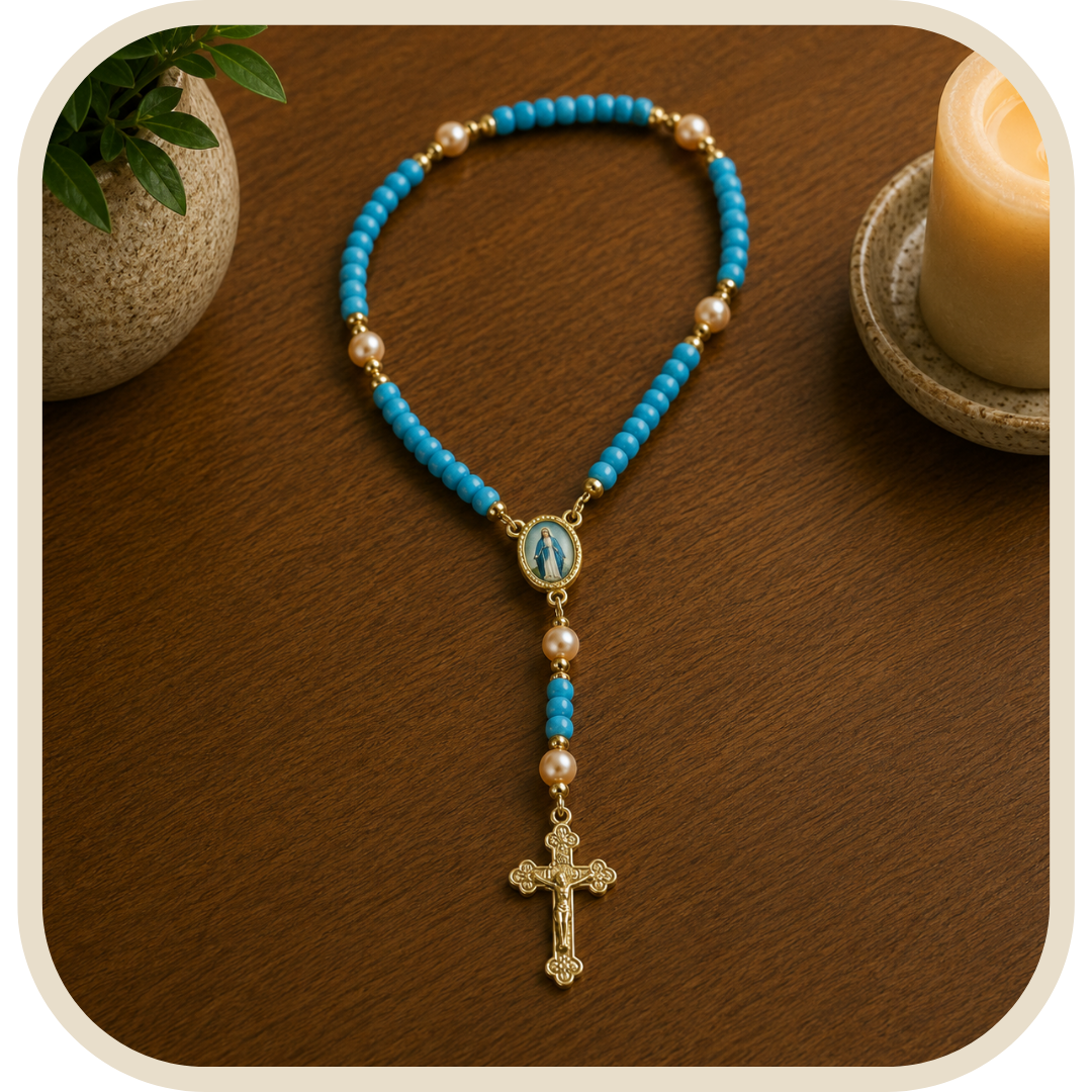 Rosario Nostra Signora delle Grazie in Cristallo Azzurro®